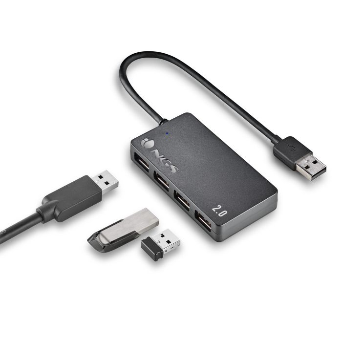 NGS IHUB4 TINY Hub USB 2.0 de 4 Puertos, Compacto y Plug & Play, Negro 4 NGS IHUB4 TINY Hub USB 2.0 de 4 Puertos, Compacto y Plug & Play, Negro 4