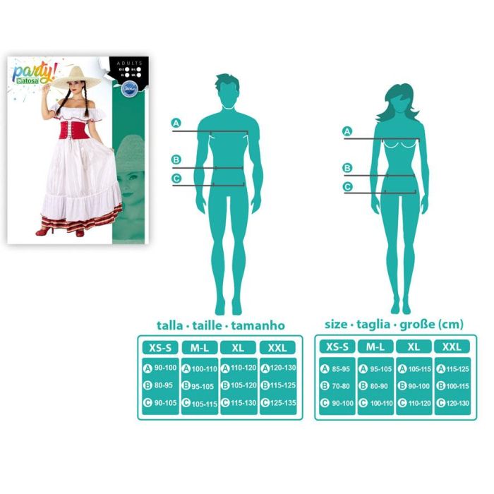 Disfraz Mejicana Vestido Blanco Adulto XL 3 Disfraz Mejicana Vestido Blanco Adulto XL 3