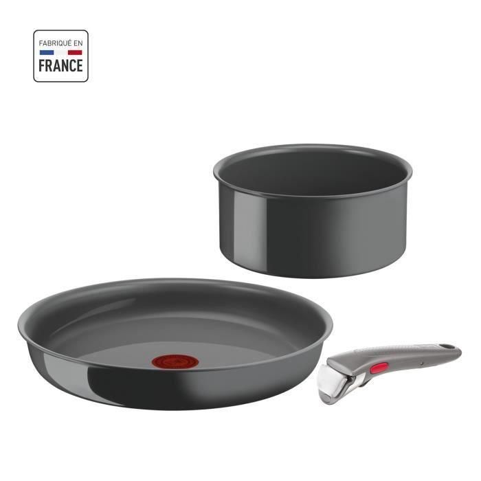 Tefal Ingenio lot de 3 habitaciones, estufa de 28 cm, cacerola 18 cm, mango, inducción, cerámica, hecha en Francia, renovar L2609302