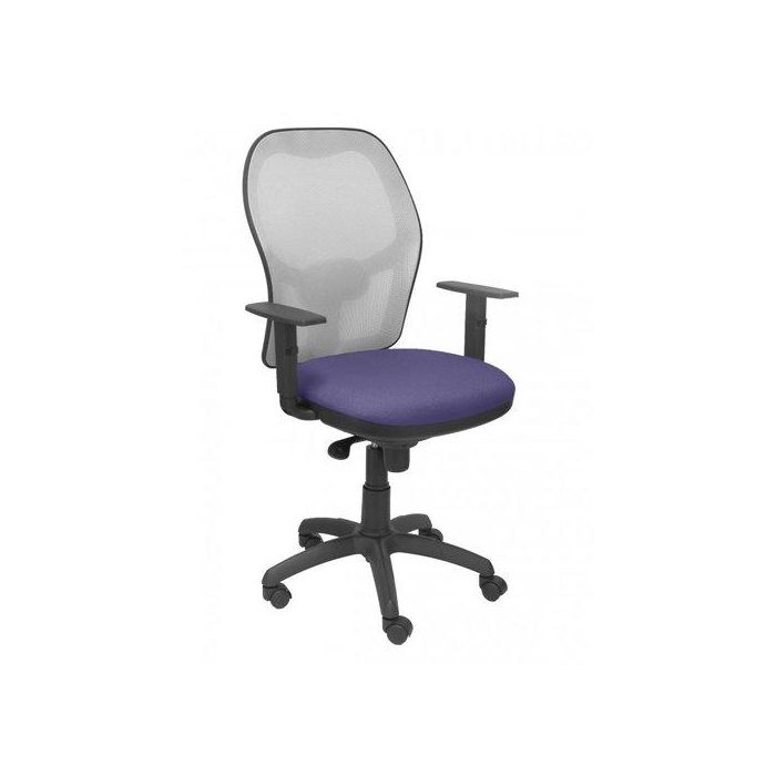 Silla Piqueras Y Crespo Jorquera Brazos Regulables Mecanismo Sincro Con Regulador De Tension Respaldo De Malla Gris Y Asiento Tapizado Bali Azul Claro