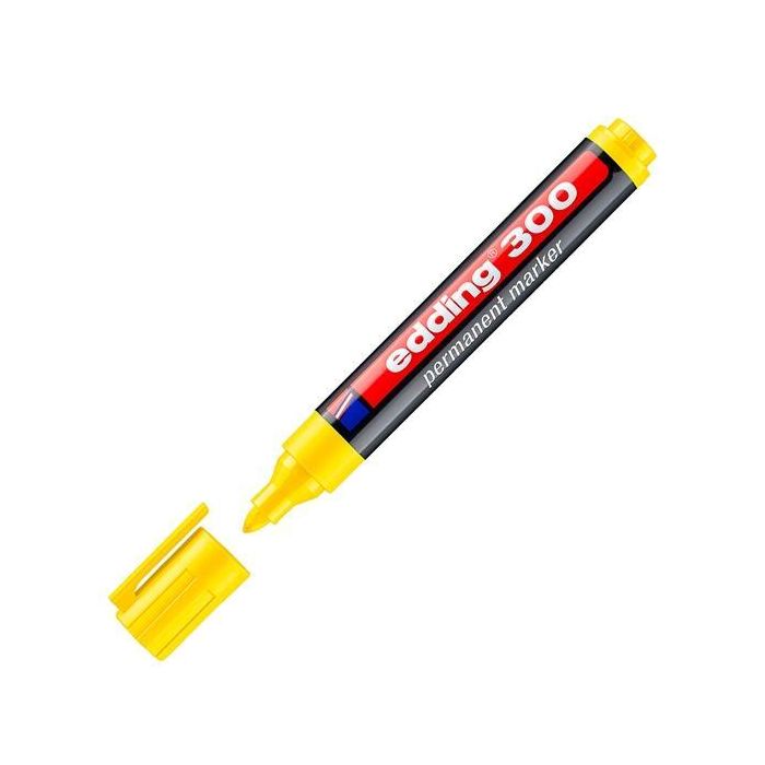 Edding Marcador Permanente 300 Amarillo Punta Redonda 1.5-3mm Resistente Agua/Roce (10 Unidades) (10 Unidades)