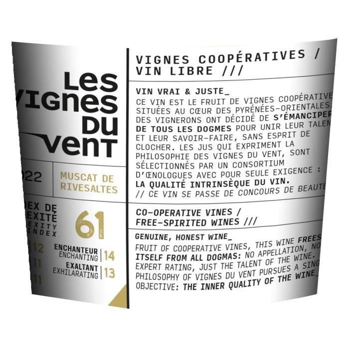 Les Vignes du Vent IC61 Blanco 2022 Muscat de Rivesaltes - Vino Dulce Natural 1