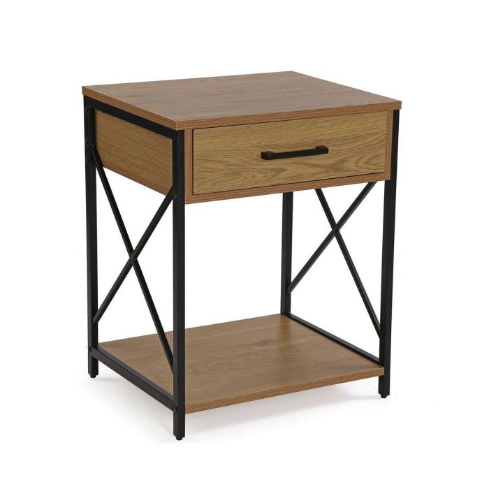 Versa Mesilla de Noche Oscura 1/C, Madera, Metal y PVC, 40x60x48 cm Versa Mesilla de Noche Oscura 1/C, Madera, Metal y PVC, 40x60x48 cm