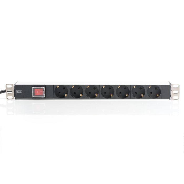 Digitus Regleta de Enchufes de 7 Tomas con Interruptor, Carcasa de Aluminio y Cable de 2m 1