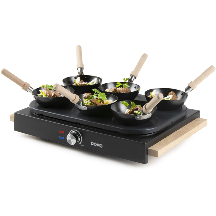 Domo DO8719W Set de wok para fiestas 2 en 1 - 6 personas - Wok y panqueques - 1000 W 1
