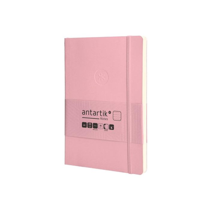 Cuaderno Con Gomilla Antartik Notes Tapa Blanda A5 Hojas Puntos Rosa Pastel 80 Hojas 80 gr Fsc 3