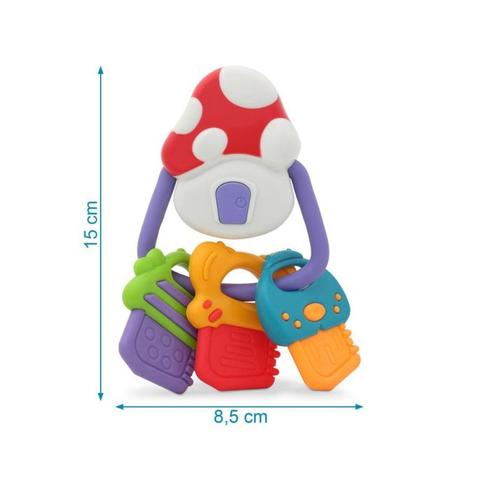 KioKids Llavero Sonajero Mordedor Musical Champiñón con Llaves Blandas, 12 Melodías y Alivio Dentición para Bebés +3 Meses 3 KioKids Llavero Sonajero Mordedor Musical Champiñón con Llaves Blandas, 12 Melodías y Alivio Dentición para Bebés +3 Meses 3