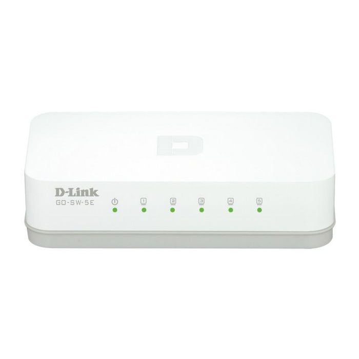 D-Link GO-SW-5E Switch de Escritorio 5 Puertos RJ-45 Fast Ethernet 10/100 Mbps No Administrado, Plug & Play con Tecnología Green