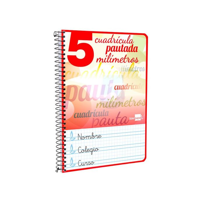 Cuaderno Espiral Liderpapel Cuarto Pautaguia Tapa Dura 80H75 gr Cuadro Pautado 5 mm Con Margen 6 unidades 4