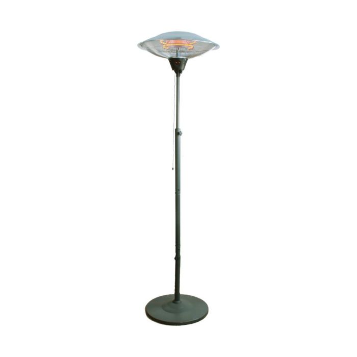 Edm Estufa de cuarzo de exterior con pie 2100W, 3 potencias (900-1200-2100W), telescópica hasta 210cm, orientable 45°