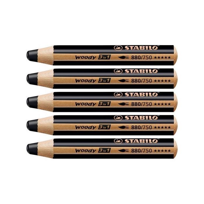 Stabilo Lápices De Colores Woody 3 En 1 Negro Estuche 5 Ud Stabilo Lápices De Colores Woody 3 En 1 Negro Estuche 5 Ud