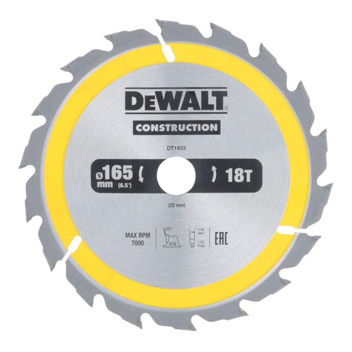 Dewalt Dt1933 - qz Disco para Construcción ø165 x 20 mm 18 Dientes 0 Dewalt Dt1933 - qz Disco para Construcción ø165 x 20 mm 18 Dientes 0