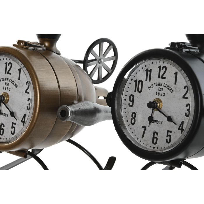 DKD Home Decor Reloj Sobremesa Loft Dorado Negro Metal Pvc Helicopter 2 Unidades 23 x 24 x 18 cm 1