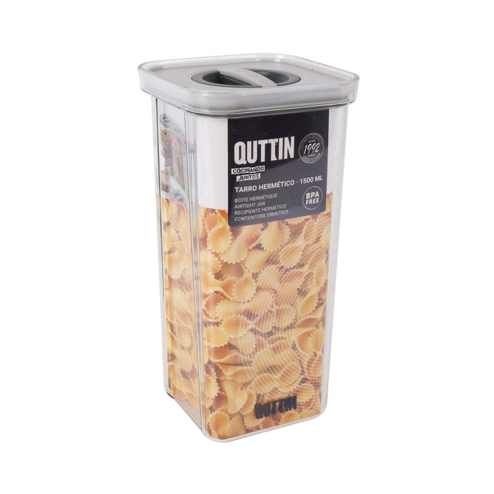 Quttin Tarro Hermetico PET 1500 ml 11.2 x 11.2 x 23 cm (12 Unidades)