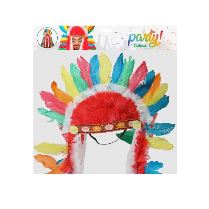 Toca Pluma Jefe Indio Multicolor 29x90 cm para Carnaval y Recreaciones Históricas 1