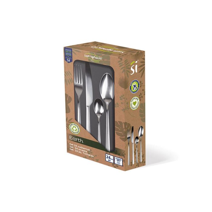 Set 24 unid. cuberteria de acero inoxidable reciclado brillo earth sg7775 san ignacio 1