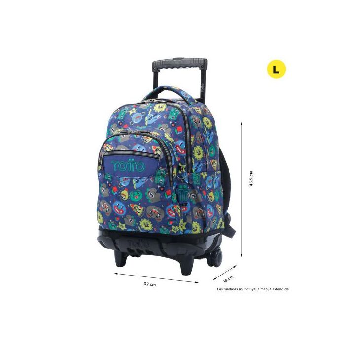 Totto Mochila Renglones Tello con ruedas 32x45.5x18 cm - 26L MA03ECO006-2416P-8JZ 1