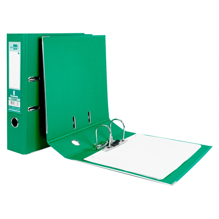 Liderpapel Documenta Archivador de Palanca A4 Verde con Rado y Compresor Metálico Lomo 75mm 8