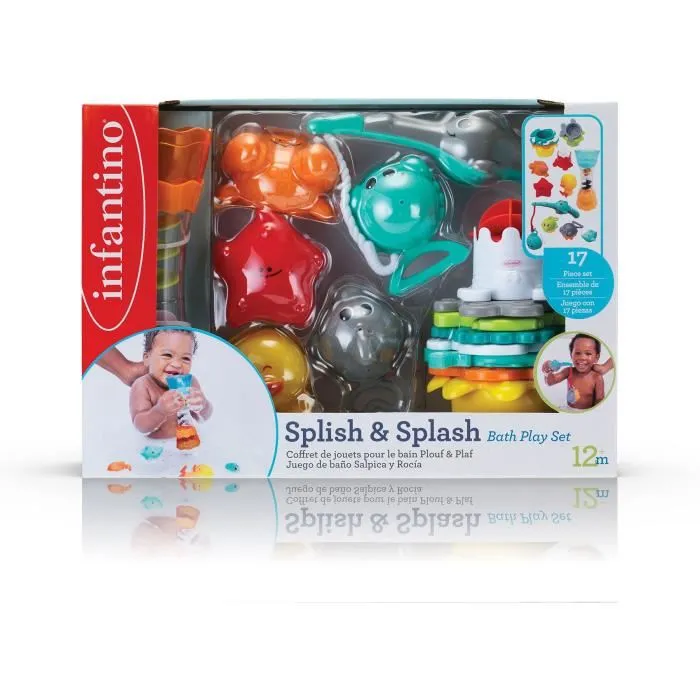 Infantino Set de Baño 17 Piezas con Vasos Apilables, Rociadores y Juego de Pesca 2 Infantino Set de Baño 17 Piezas con Vasos Apilables, Rociadores y Juego de Pesca 2
