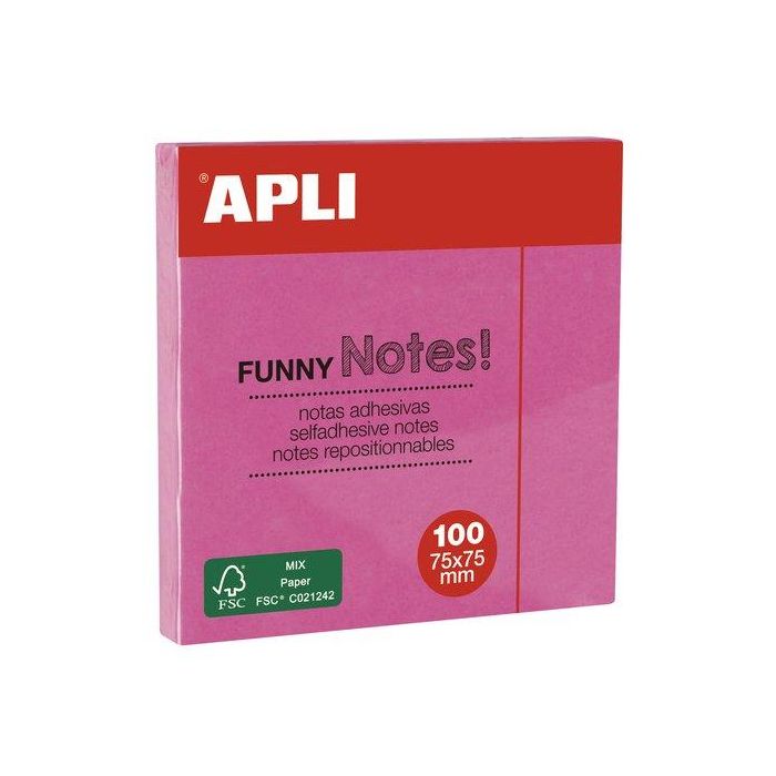 Taco Notas Apli 76X76 Rosa Neon (Set de 12)