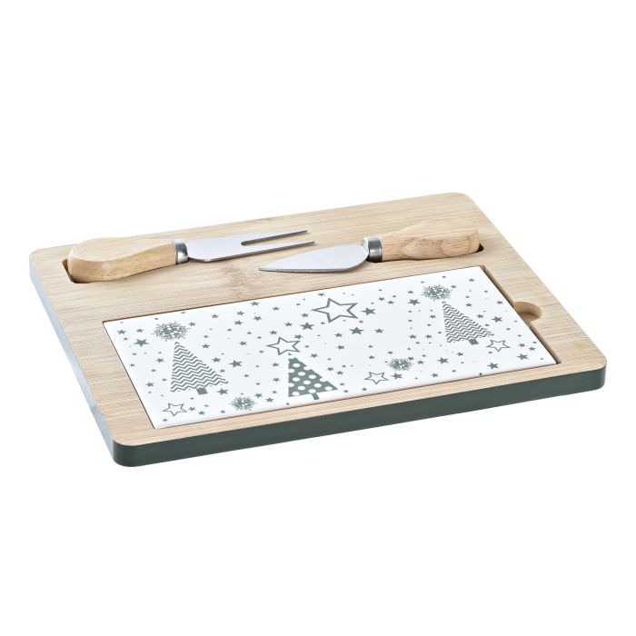 Tabla Aperitivo Navidad Tradicional DKD Home Decor Verde Blanco 20 x 1.2 x 24.5 cm Set de 4