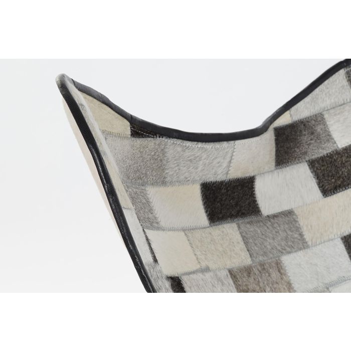 DKD Home Decor Silla Colonial Metal Piel Blanco Negro Gris Beige 70 x 90 x 74 cm 2