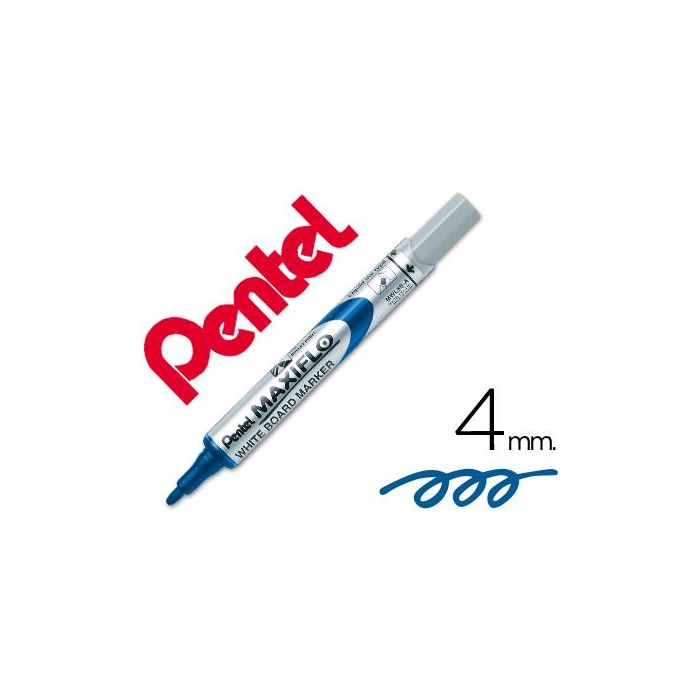 Pentel Marcador Pizarra Blanca Maxiflo Mwl-5S Azul Caja 12 Ud