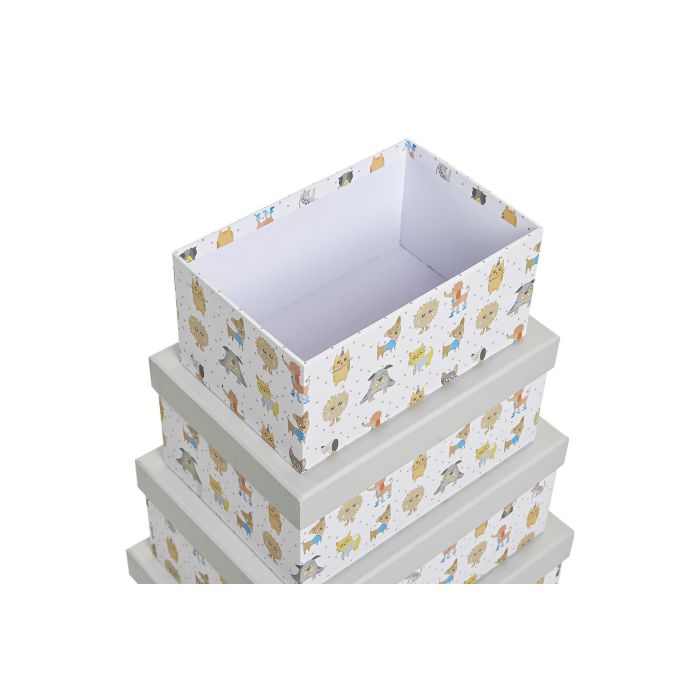 Caja Kids DKD Home Decor Blanco Multicolor 33.5 x 15.5 x 43.5 cm Set de 10 2 Caja Kids DKD Home Decor Blanco Multicolor 33.5 x 15.5 x 43.5 cm Set de 10 2