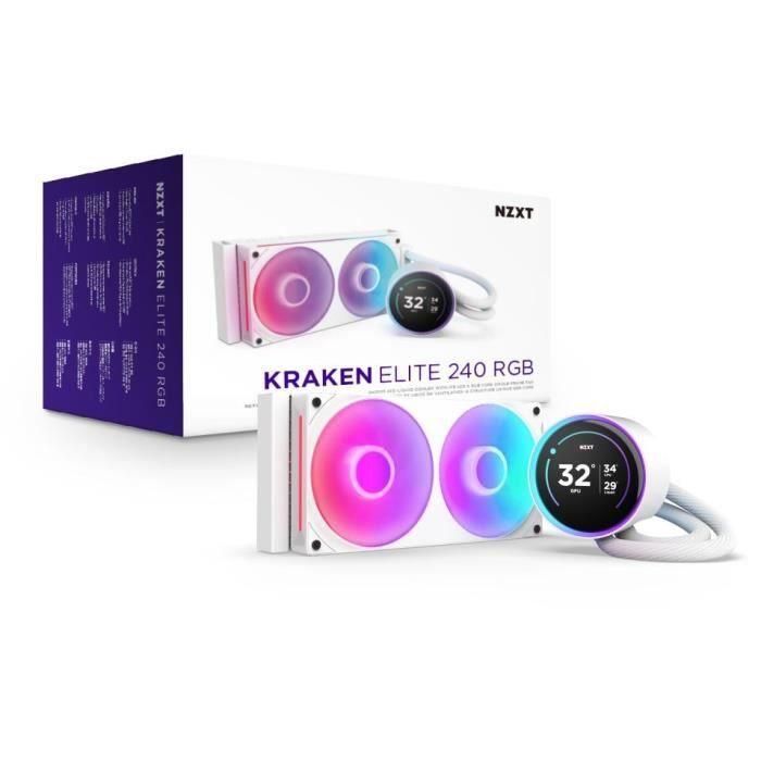 NZXT RL-KR24E-W2 Kraken Elite 240 RGB Refrigeración Líquida - Pantalla 2.72" y Ventiladores RGB - Blanco 1