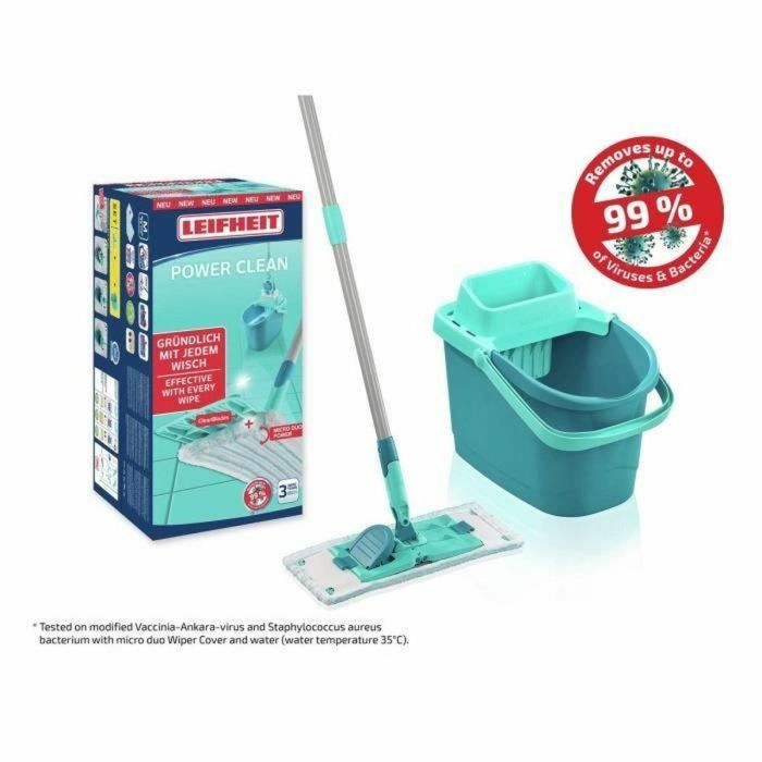 Mopa Fregona con Cubo Leifheit PowerClean Turquesa 5 Mopa Fregona con Cubo Leifheit PowerClean Turquesa 5