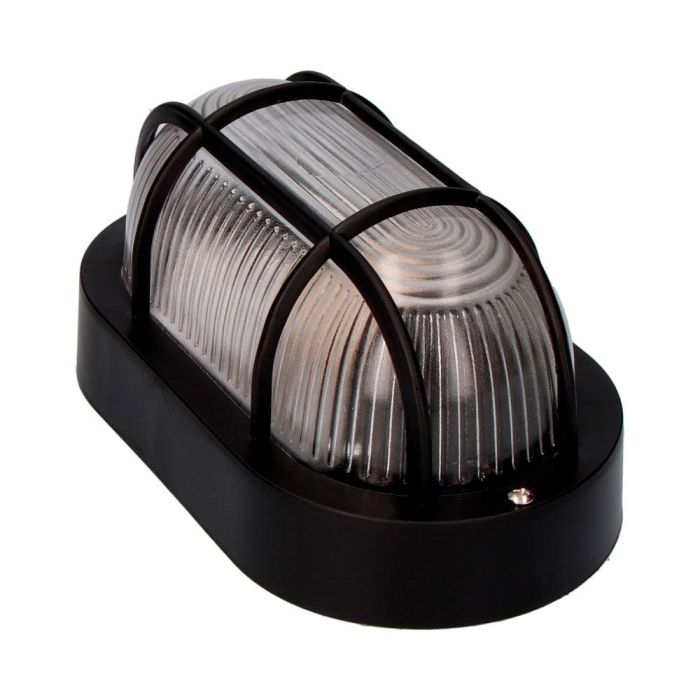 Edm Aplique Oval de Pared y Techo Modelo Tarragona IP54 Negro E27 40W 220-240V, Plástico/Cristal, 11,4x20,2x10 cm 2
