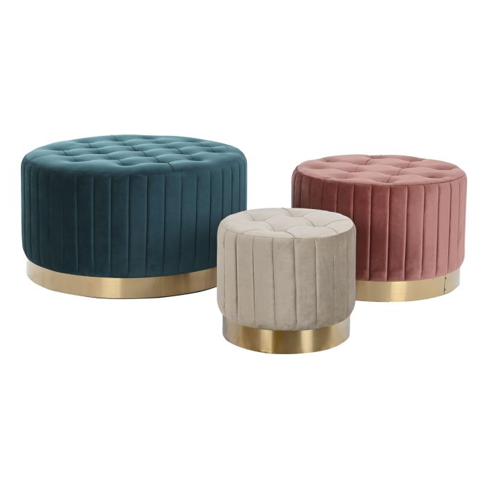 DKD Home Decor Reposapies Set de 3 Verde Burdeos 80 x 45 x 80 cm 4