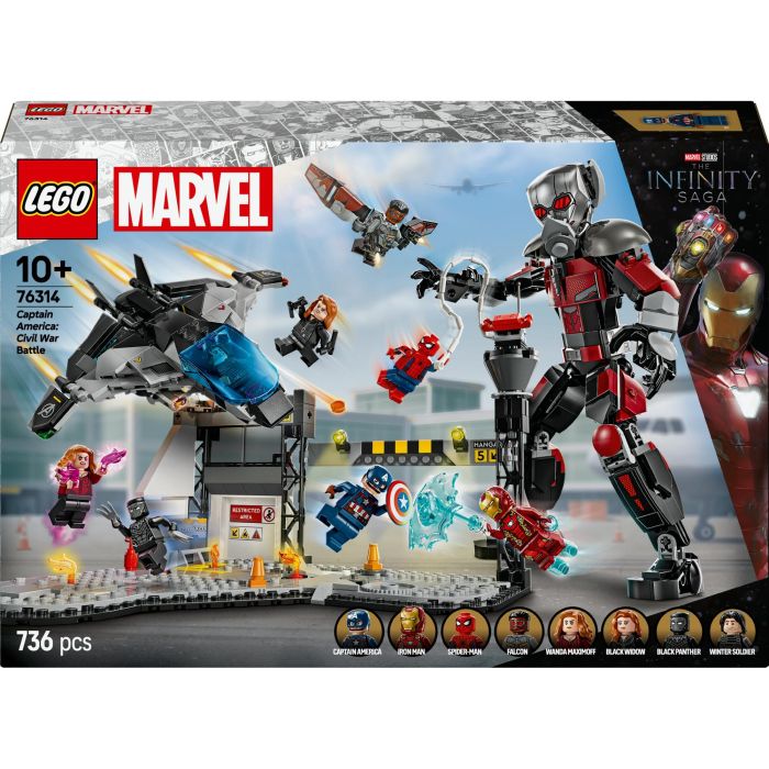 LEGO Marvel 76314 La Batalla del Capitán América: Civil War Juguete para niño de 10 años