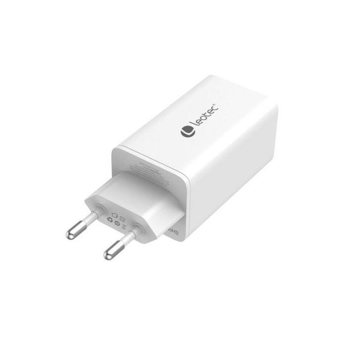 Leotec LECSPH65W3W Cargador de Pared GaN 65W con 2 USB-C y 1 USB-A para Carga Rápida Universal de hasta 3 Dispositivos 2