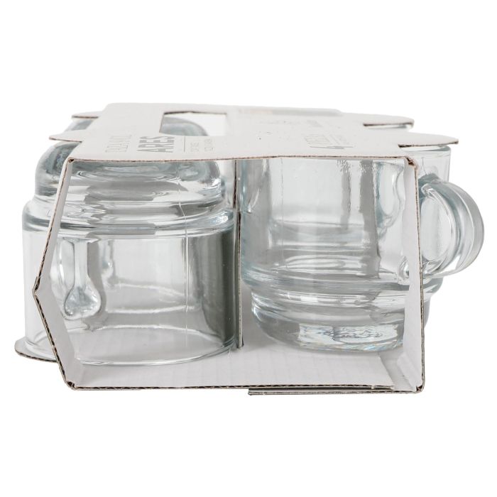 LAV Set de 4 Tazas de Café Ares Apilables, 9 cl (5.5 x 5.5 x 8 cm) - Colección Ares (6 Cajas)