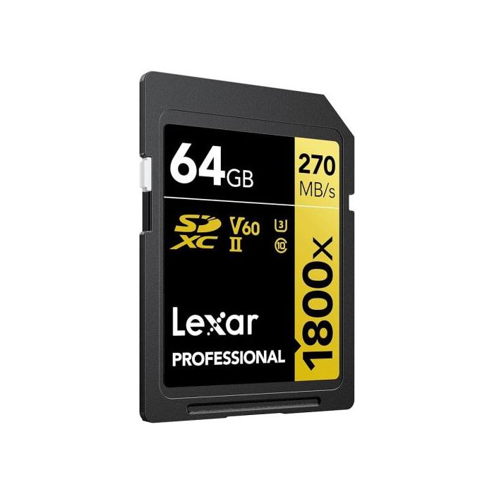 Lexar 64Gb Professional 1800X Sdxc Uhs-Ii Cards, Up To 280Mb/S Read 210Mb/S Write C10 V60 U3