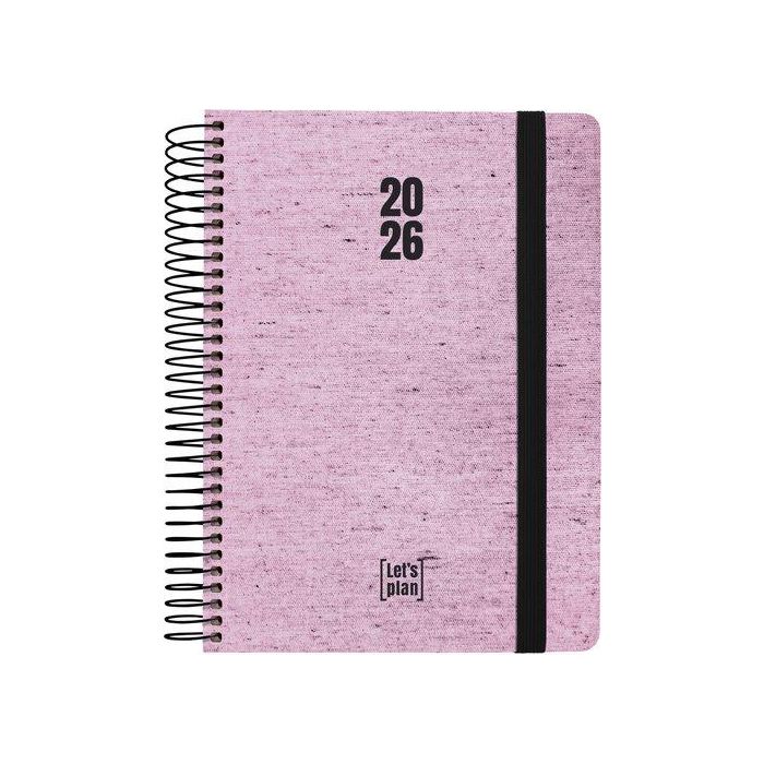 Agenda Anual (2026) Grafoplas Ecojeans Espiral Tapa Extradura Con Goma A5 210X145 D/P Rosa