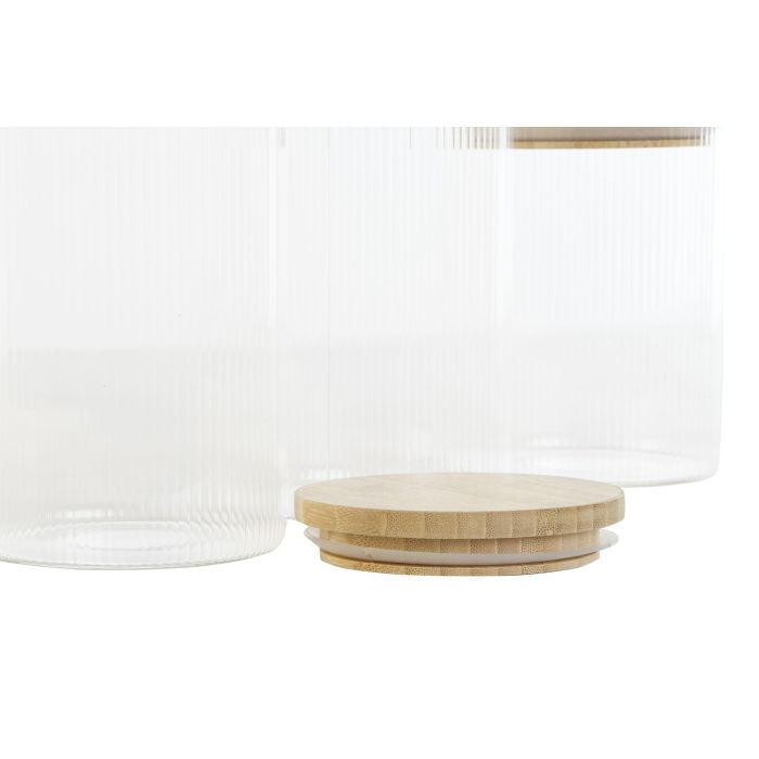 Bote Basicos DKD Home Decor Transparente Natural 10 x 22.3 x 10 cm Set de 3 2