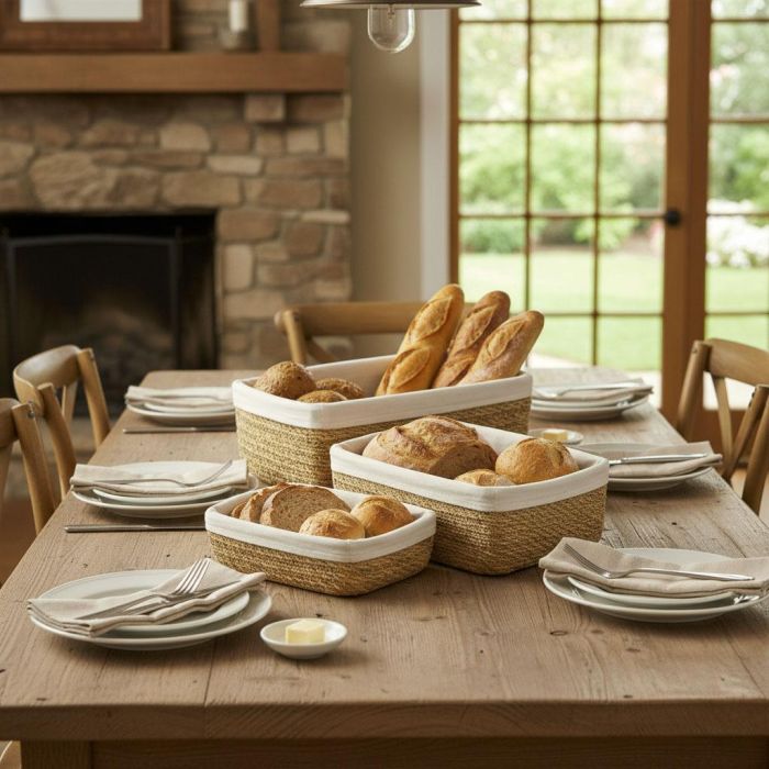 Inde Set 3 Paneras Rectangulares con Funda 28 cm, 26 cm, 24 cm 5