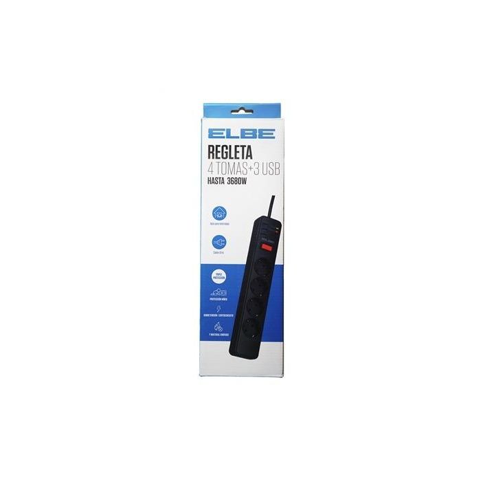 Regleta Elbe RE-002-UN 4 Tomas AC + 3 USB 3680W 1,8m con Protección Sobretensiones y Cortocircuitos 5 Regleta Elbe RE-002-UN 4 Tomas AC + 3 USB 3680W 1,8m con Protección Sobretensiones y Cortocircuitos 5