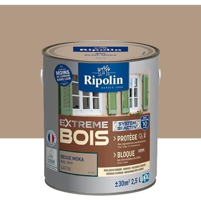 Pintura para madera Extreme - Beige moca RAL 1019 satinado - RIPOLIN - 2,5 L 1 Pintura para madera Extreme - Beige moca RAL 1019 satinado - RIPOLIN - 2,5 L 1