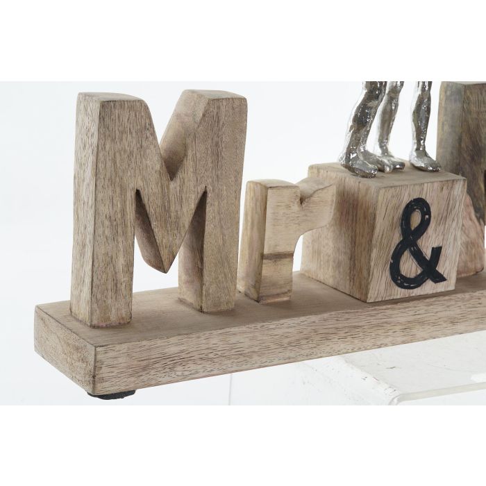 DKD Home Decor Figura Decorativa Mr & Mrs Scandi Marrón Plateado de Madera de Mango y Aluminio 51x7.5x28 cm 2