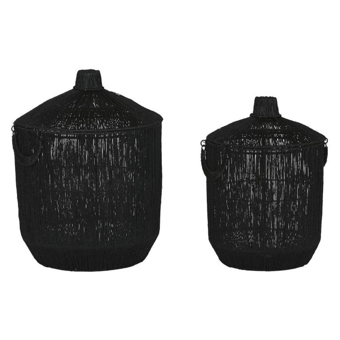 Cesta Colonial DKD Home Decor Negro 40 x 52 x 40 cm Set de 2 Cesta Colonial DKD Home Decor Negro 40 x 52 x 40 cm Set de 2