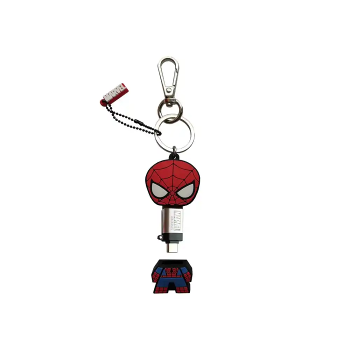 Wondee Spiderman Memoria USB 32GB Llavero con Adaptador USB C 6