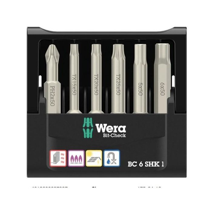 Wera 6 SHK 1 SB - Juego de 6 Puntas Phillips PH1 y Torx Plus TX15, TX20, TX25 con Funda de Transporte 0 Wera 6 SHK 1 SB - Juego de 6 Puntas Phillips PH1 y Torx Plus TX15, TX20, TX25 con Funda de Transporte 0