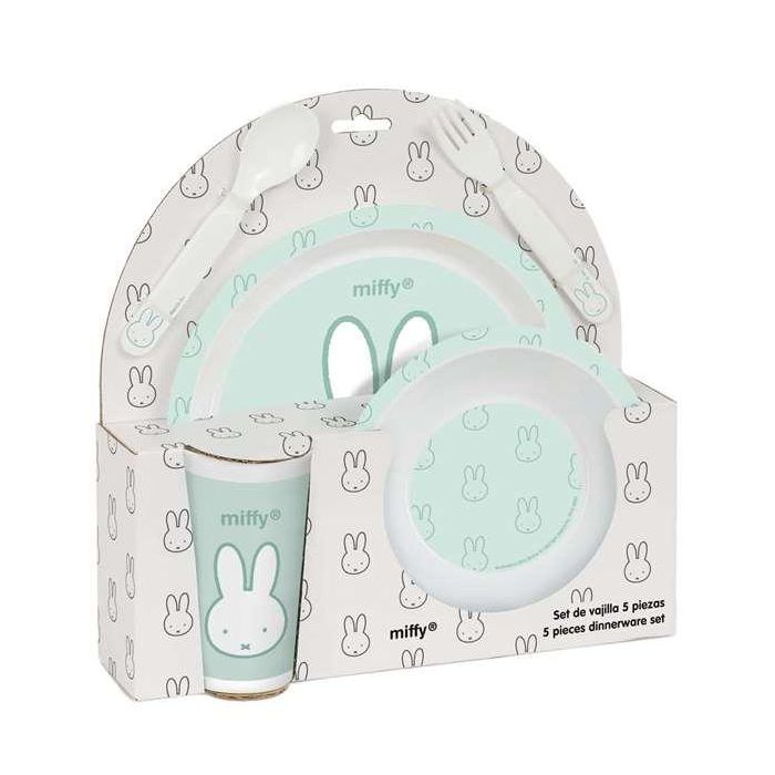 Set de vajilla infantil Miffy Menta (5 Piezas)