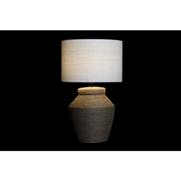 DKD Home Decor Lampara Sobremesa Cottage Marron Beige 38 x 59 x 38 cm Gres Lino 1