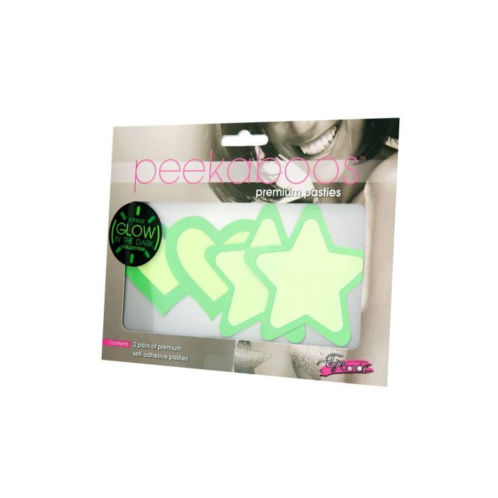 Pezoneras Peekaboo Verde Talla única Corazones Estrellas 1