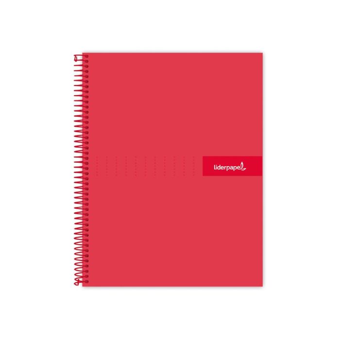 Cuaderno Espiral Liderpapel A4 Crafty Tapa Forrada 80H 90 gr Cuadro 4 mm Con Margen Color Roja 2