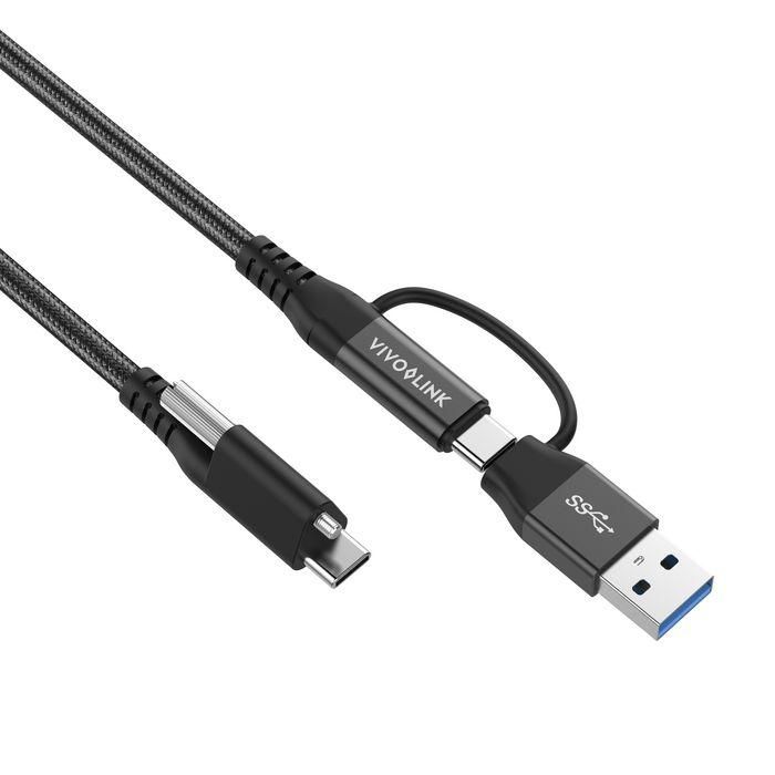 Vivolink Cable USB-C dos en uno 1.5m Negro 10 Gbps 5~20V/5A 100W